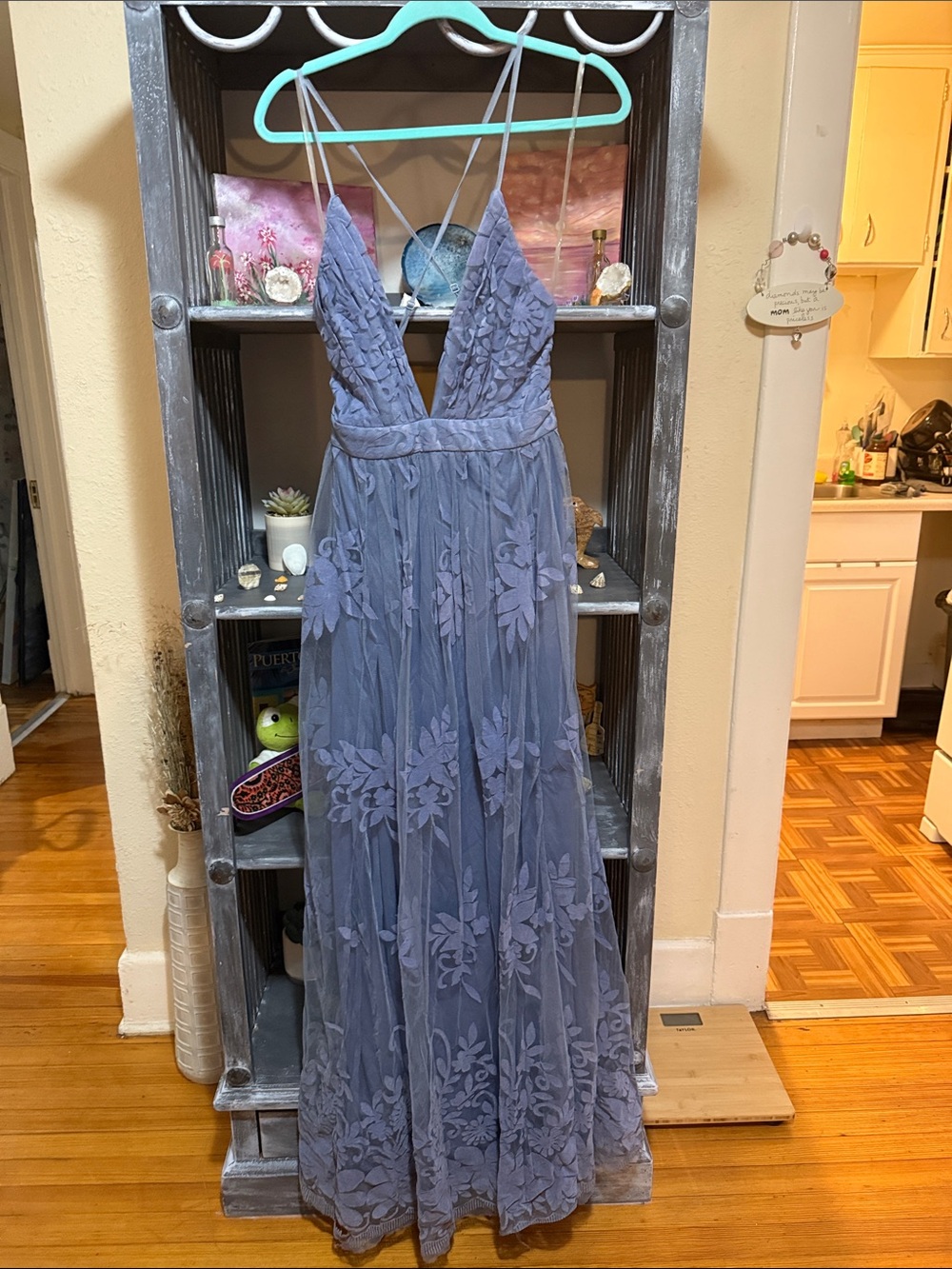 Windsor Floral Appliqué Spaghetti-Strap Maxi Dress